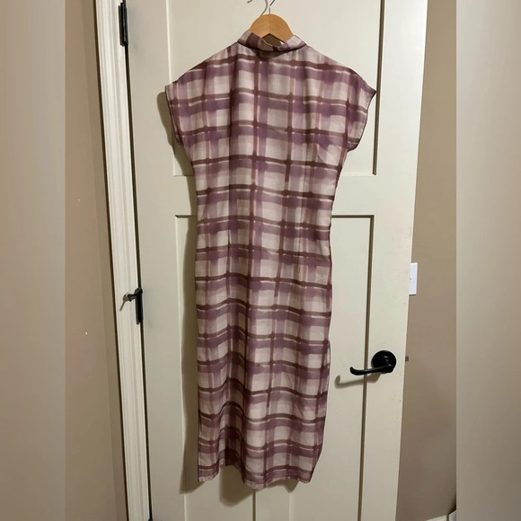 Old Shanghai Hong Kong Style Checker Patterned Cheongsam Dress Qipao sz M brown - Picture 3 of 8